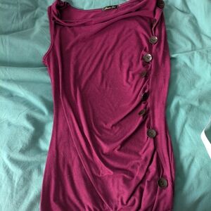 Sleeveless Magenta Top with Button Detail